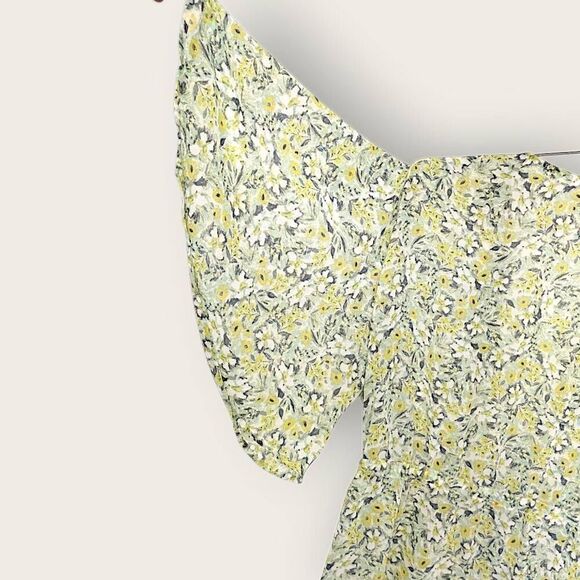 Lauren Conrad Womens Coverup Butter Yellow Green Floral Sheer Waist Tie Beachy - Picture 6 of 12